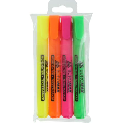 Набір BUROMAX NEON із 4-х текстових-маркерів (BM.8906-94), різнокольорові